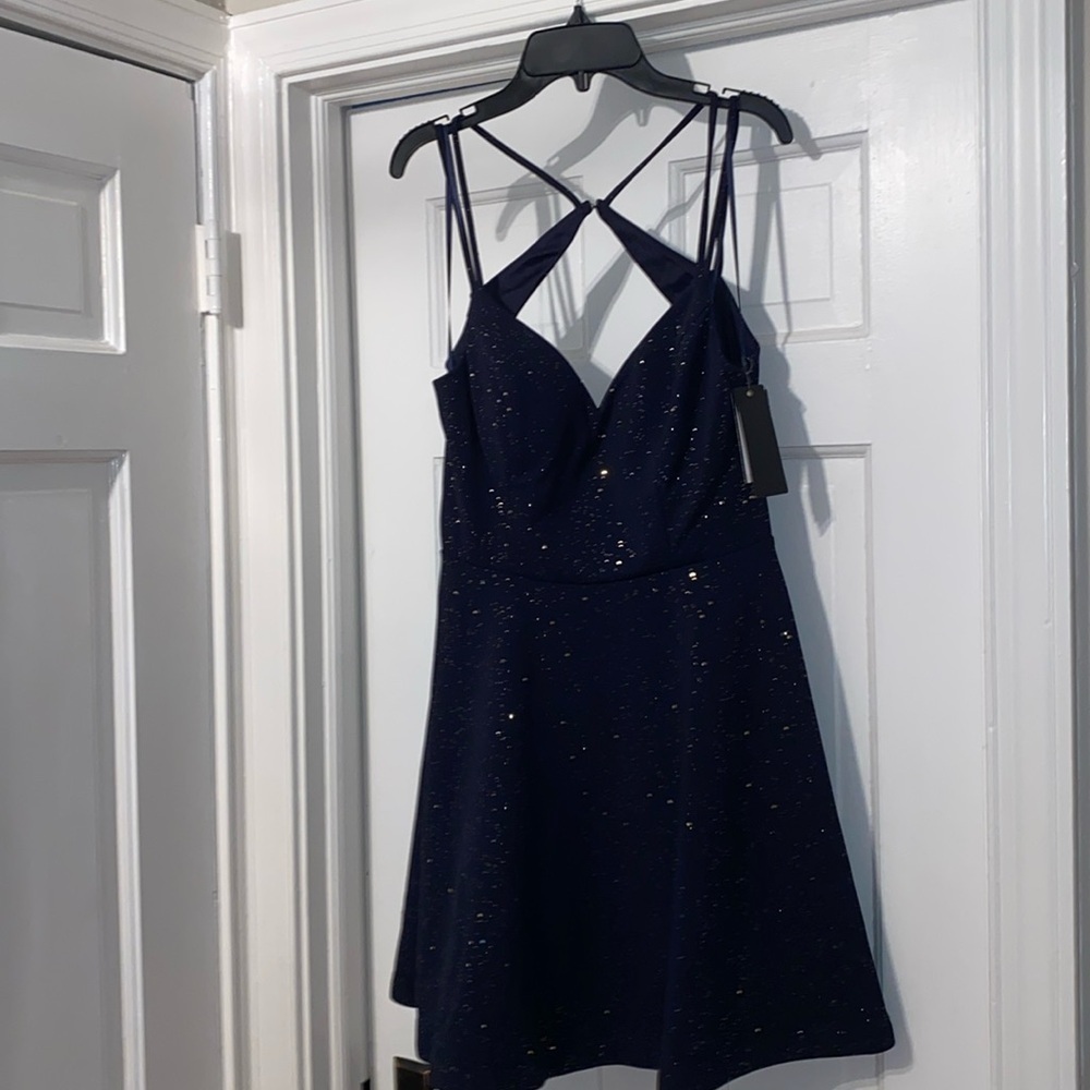 City studios size 11 blue dress with gold sparkle nwt